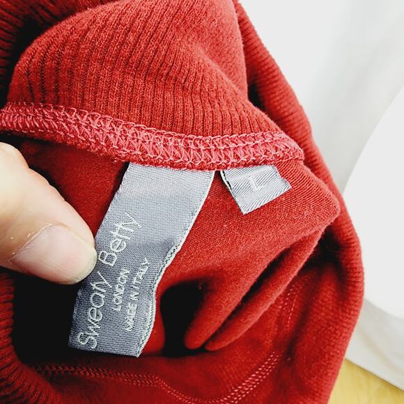 Sweaty Betty Maroon Long Sleeve Velour Turtleneck Crop Top SweatShirt Women's L - Picture 2 of 11